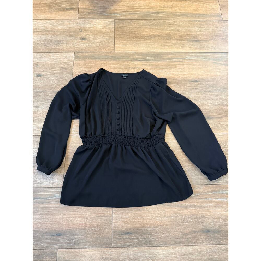 Torrid Babydoll Georgette Pintuck Long Sleeve Blouse
